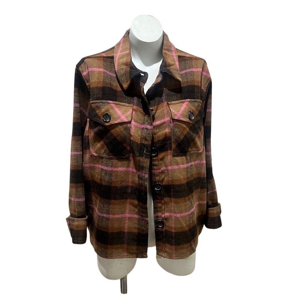 BB Dakota Women's Plaid Shacket XXL Multicolor Button-Up Layering